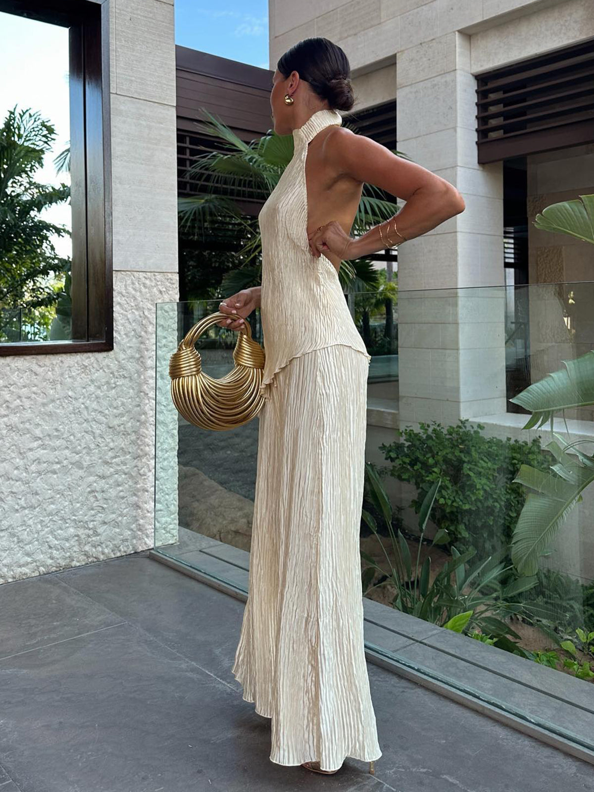 Purpurite | Women's Backless Wide-Leg Summer Set