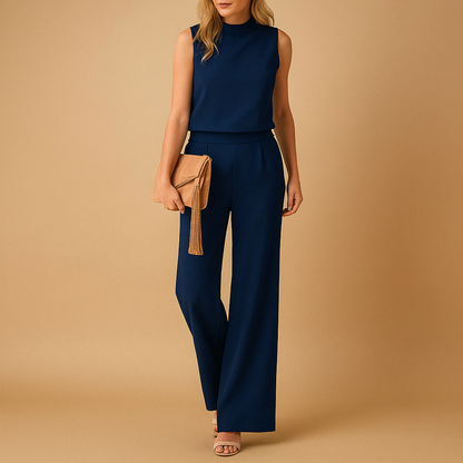 Georgiana | Women's Wide-Leg Workwear No-Sleeve Jumpsuit