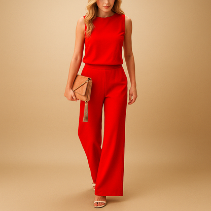 Georgiana | Women's Wide-Leg Workwear No-Sleeve Jumpsuit
