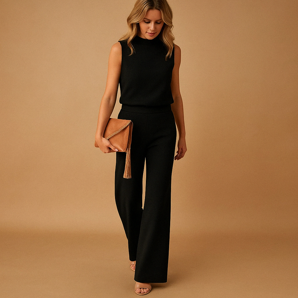 Georgiana | Women's Wide-Leg Workwear No-Sleeve Jumpsuit