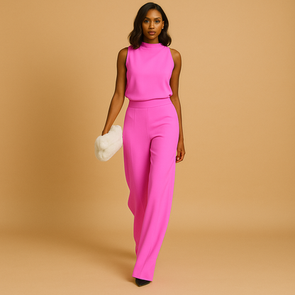 Jemima | Women's High-Neck Wide-Leg High Jumpsuit