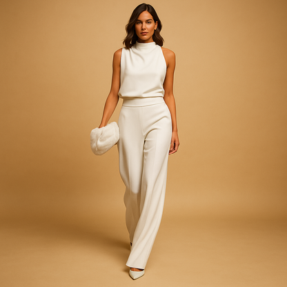 Jemima | Women's High-Neck Wide-Leg High Jumpsuit