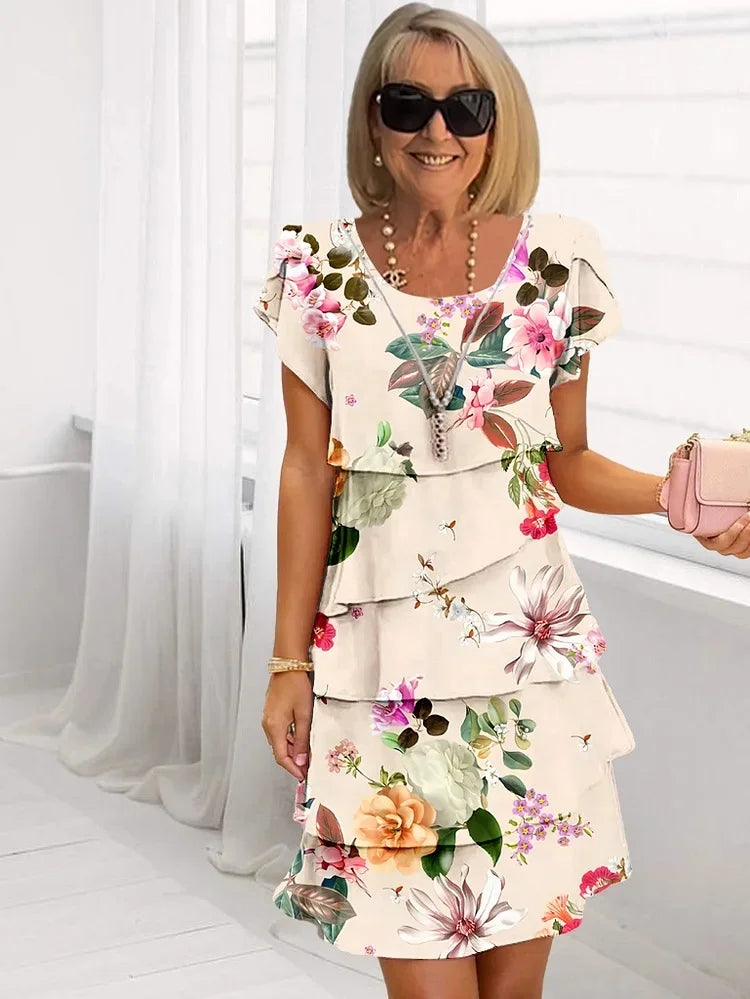 Ofelia | Women's Floral Lace Ruffle Dress