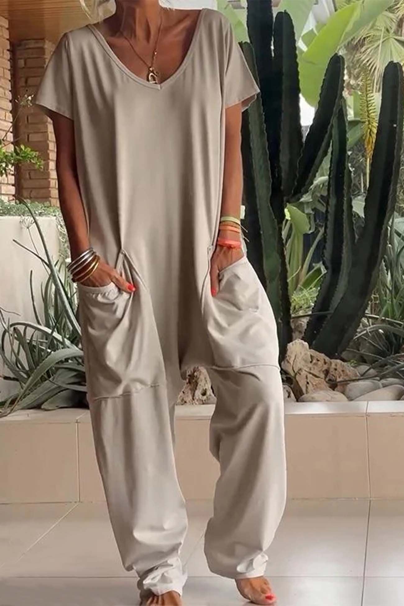 Lavinia | Women's V-Neck Wide-Leg Summer Jumpsuit
