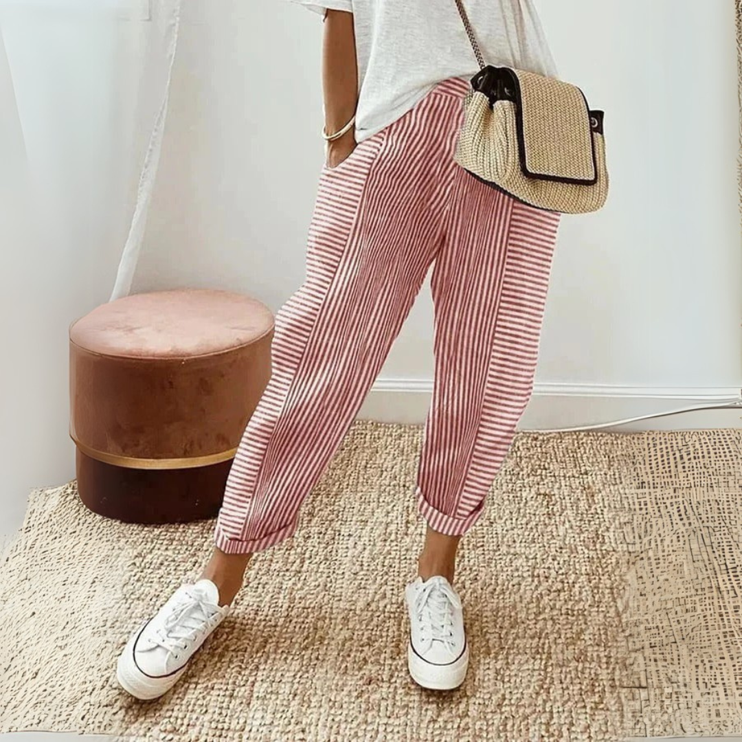 Aixa | Women's Striped Wide-Leg Summer Trousers
