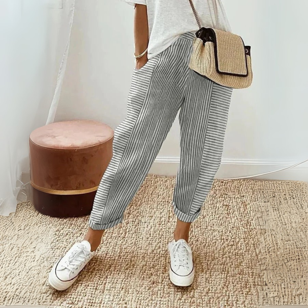 Aixa | Women's Striped Wide-Leg Summer Trousers