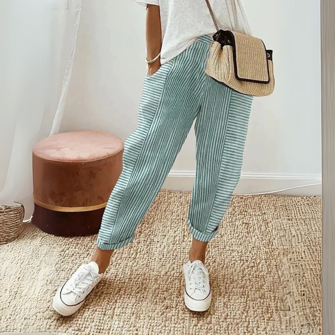 Aixa | Women's Striped Wide-Leg Summer Trousers