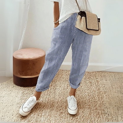 Aixa | Women's Striped Wide-Leg Summer Trousers
