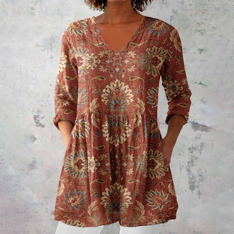 Velina | Women's Boho V-Neck Casual Top