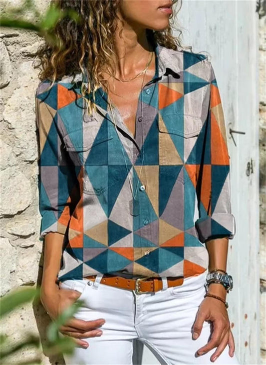 Malaria | Women's Oversized Casual Geometric Shirt