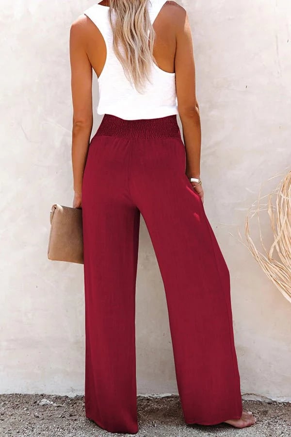 Aillis | Women's Smocked Cozy High-Waisted Trousers