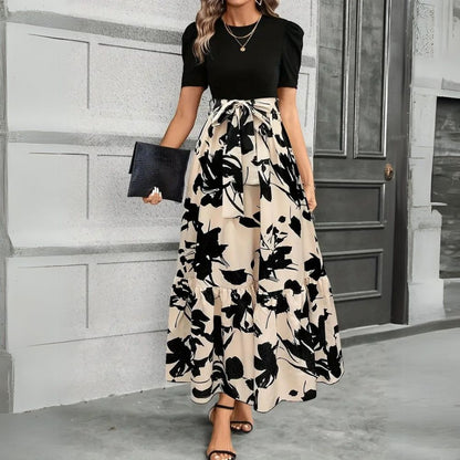 Isolde | Women's Maxi Floral Ruffle Puff-Sleeve Dress