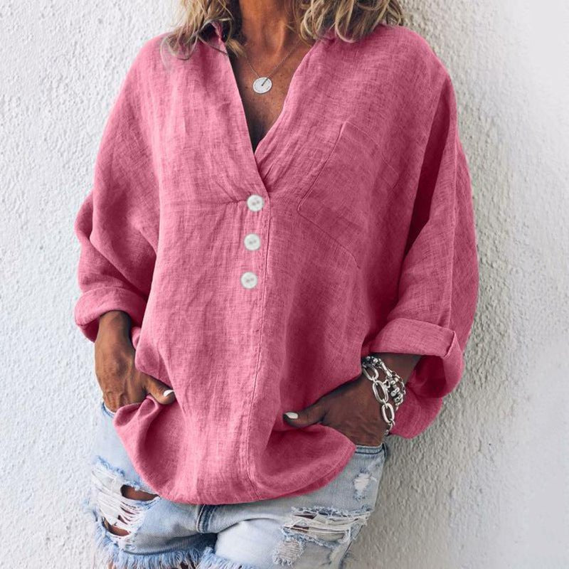 Velika | Women's Oversized V-Neck Workwear Blouse