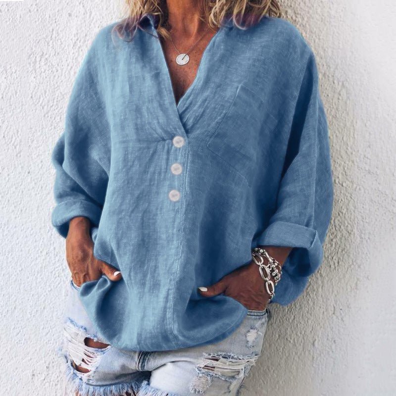 Velika | Women's Oversized V-Neck Workwear Blouse