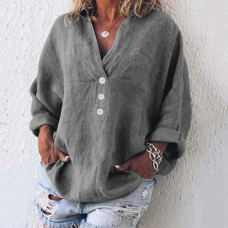 Velika | Women's Oversized V-Neck Workwear Blouse