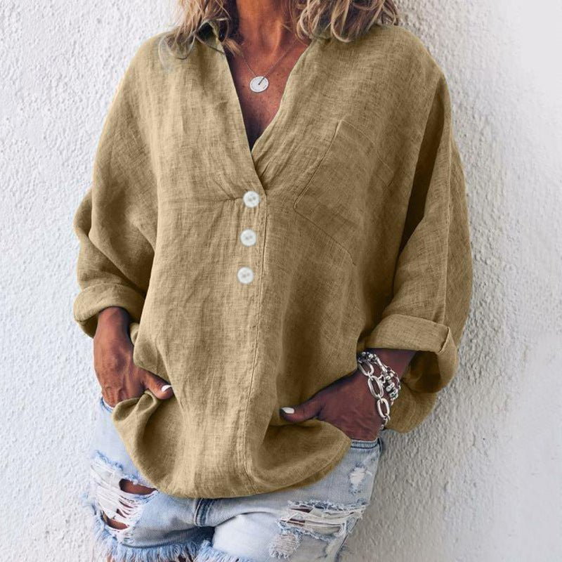Velika | Women's Oversized V-Neck Workwear Blouse
