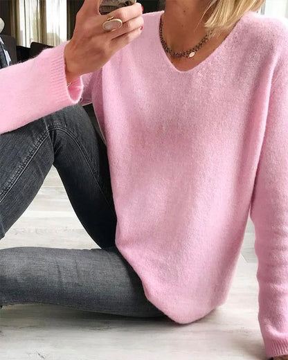 Velora | Women's Oversized V-Neck Casual Jumper