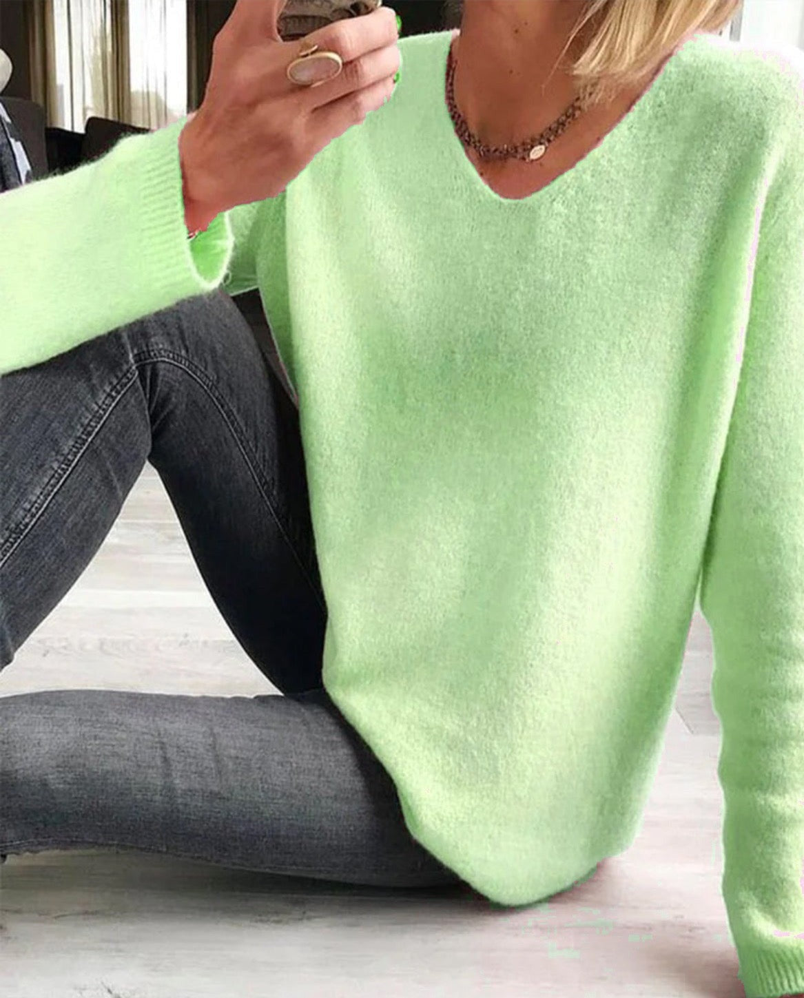 Velora | Women's Oversized V-Neck Casual Jumper
