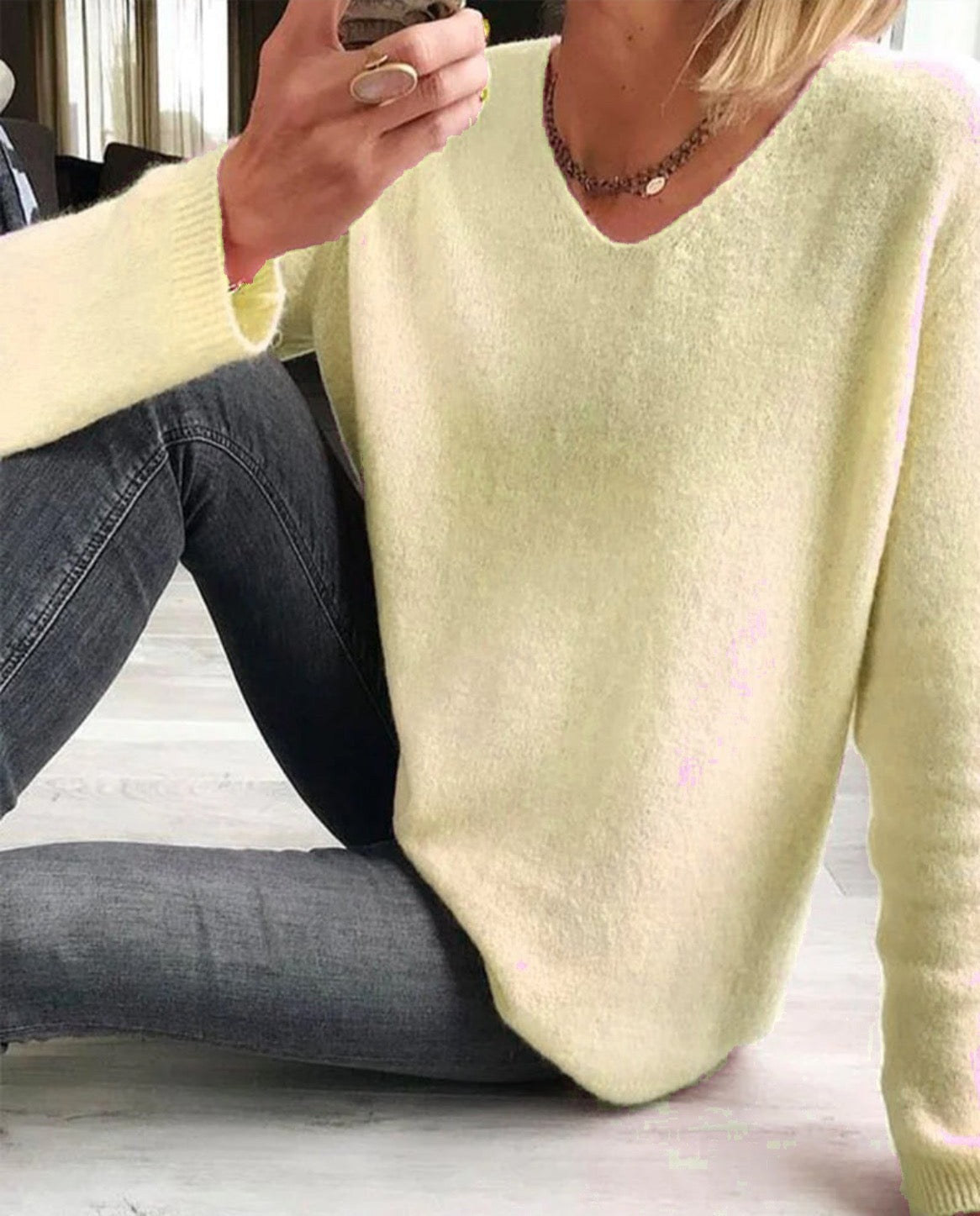 Velora | Women's Oversized V-Neck Casual Jumper