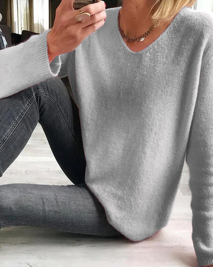 Velora | Women's Oversized V-Neck Casual Jumper