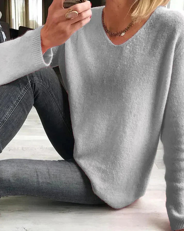 Velora | Women's Oversized V-Neck Casual Jumper