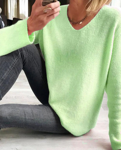 Velora | Women's Oversized V-Neck Casual Jumper