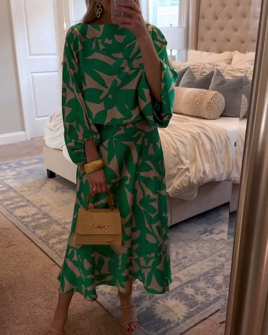 Fabine | Women's Puff-Sleeve Two-Piece Printed Set