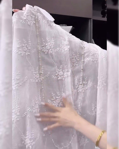 Calisa | Women's Floral Embroidered Oversized Casual Shirt