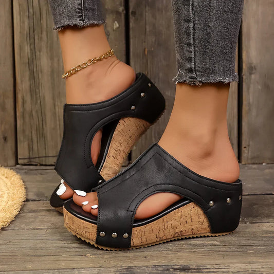 Siri | Women's Summer Studded Cork Sandals