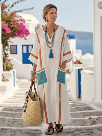 Ghislaine | Women's Maxi V-Neck Neck Dress