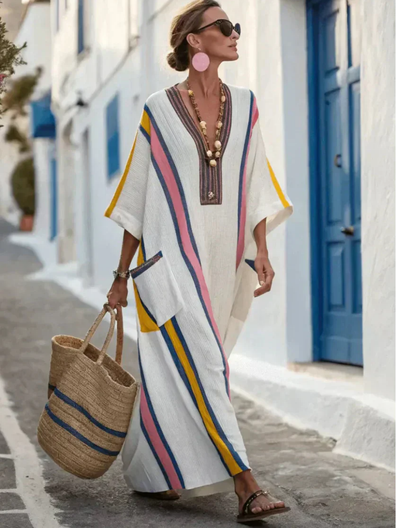 Ghislaine | Women's Maxi V-Neck Neck Dress