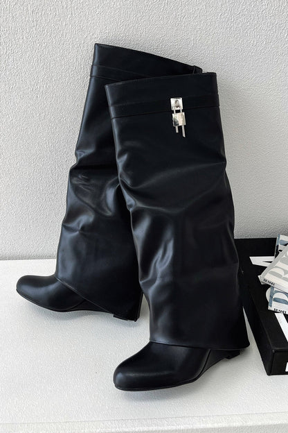 Senka | Women's Casual Black Knee-High Boots