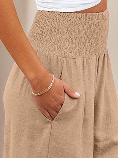 Herminia | Women's Smocked Wide-Leg Summer Trousers