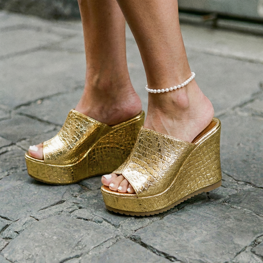 Tora | Women's Summer Gold Platform Sandals