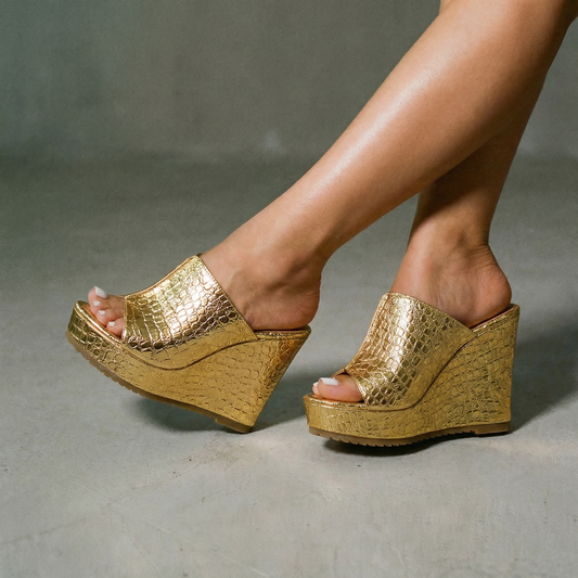 Tora | Women's Summer Gold Platform Sandals