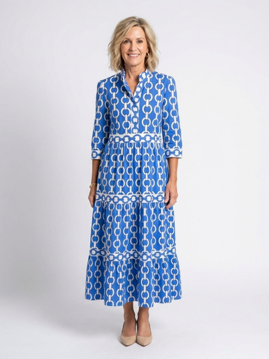 Ambre | Women's Midi Tiered V-Neck Workwear Dress