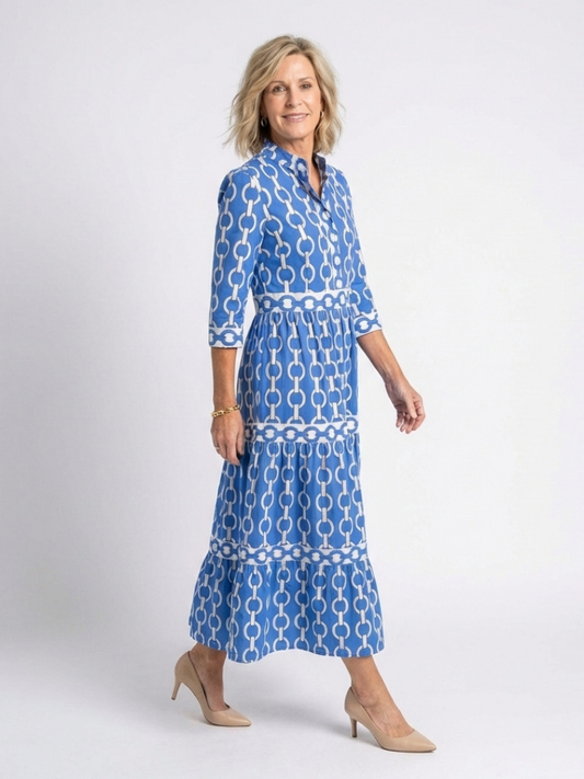 Ambre | Women's Midi Tiered V-Neck Workwear Dress