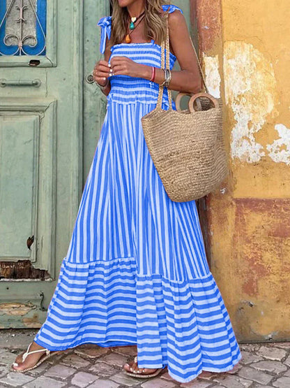 Dolores | Women's Striped Ruffle Beach Dress