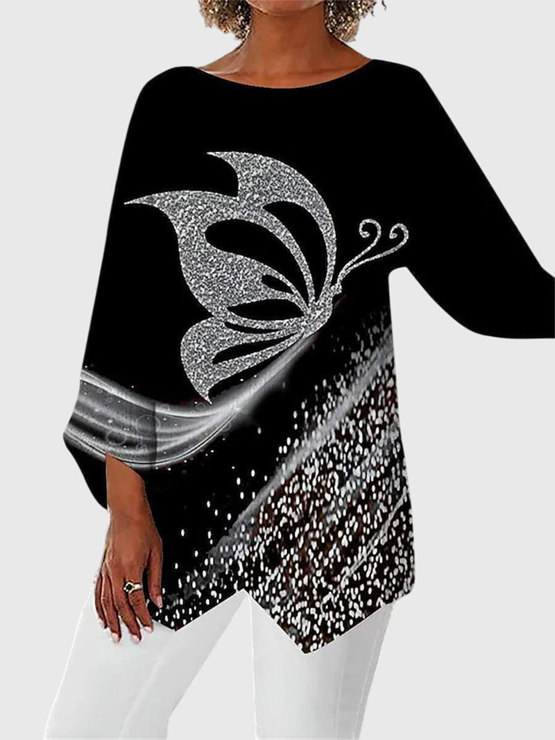 Veletta | Women's Sequin Casual Butterfly Top