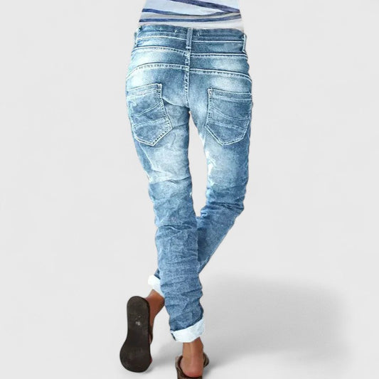 Adoracion | Women's Wide-Leg Casual Distressed Jeans