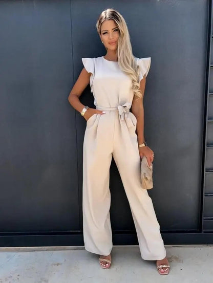 Cordelia | Women's Wide-Leg Flutter Sleeve Jumpsuit