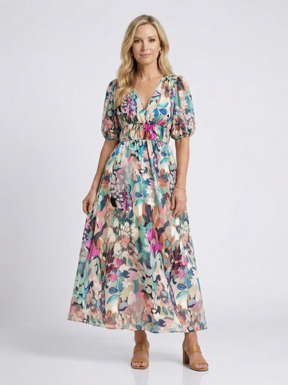 Clemence | Women's Midi Floral V-Neck Casual Dress