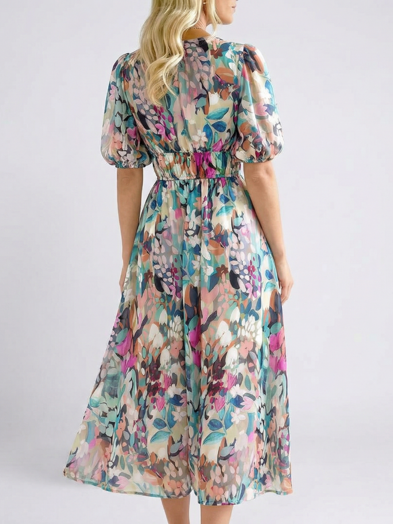 Clemence | Women's Midi Floral V-Neck Casual Dress
