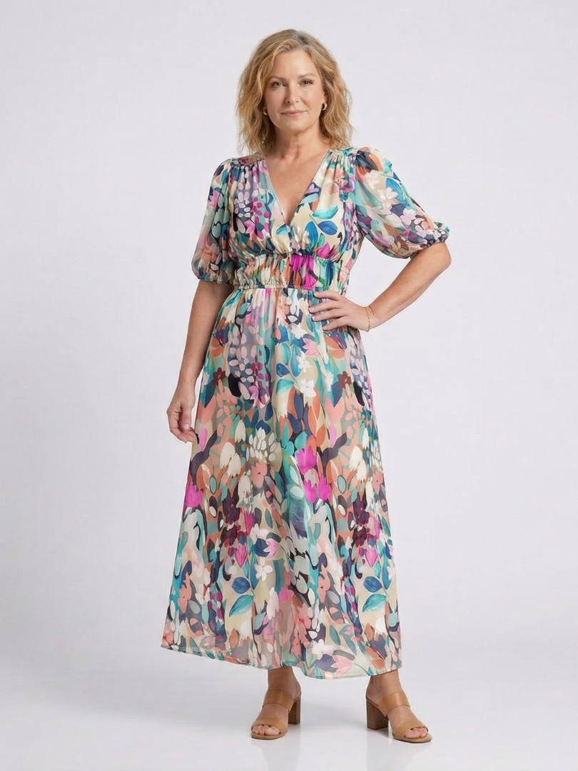 Clemence | Women's Midi Floral V-Neck Casual Dress