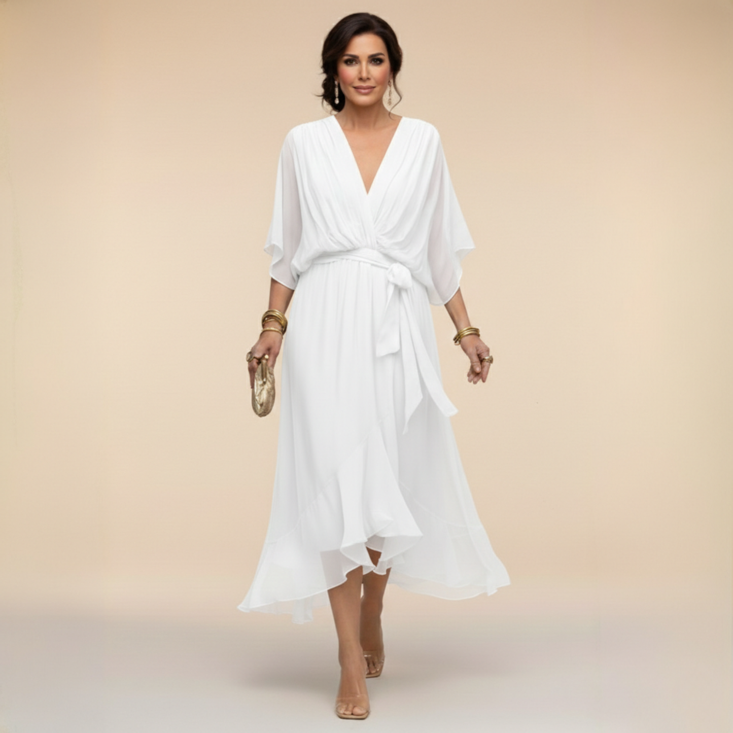 Xaviera | Women's Midi Wrap V-Neck Casual Dress