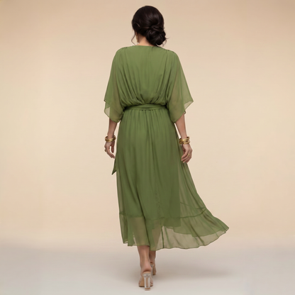 Xaviera | Women's Midi Wrap V-Neck Casual Dress