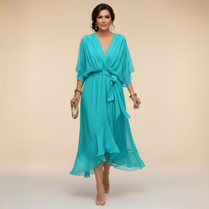 Xaviera | Women's Midi Wrap V-Neck Casual Dress