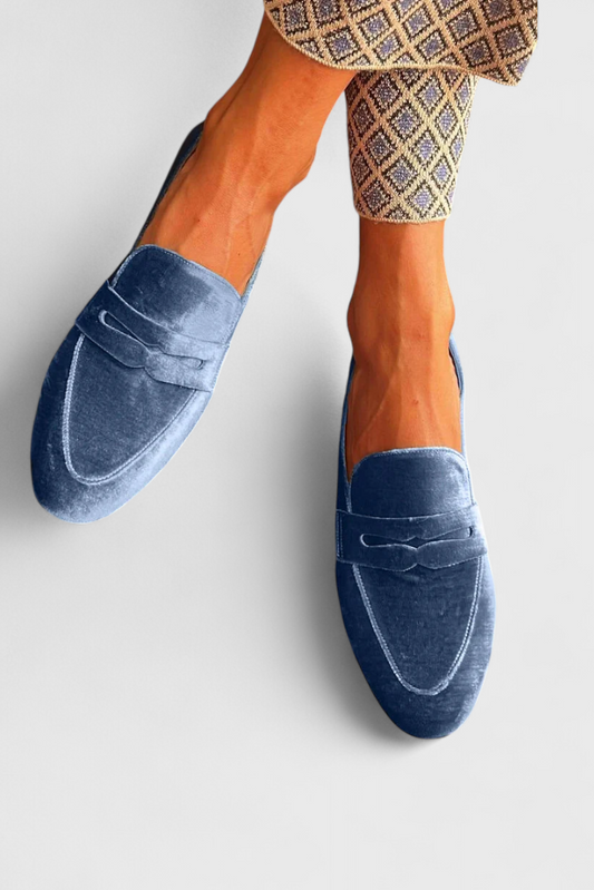 Kalomira | Women's Workwear Blue Slip-On Loafers