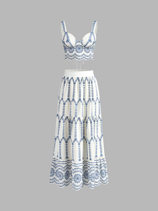 Morganite | Women's Maxi Floral Embroidered Summer Set