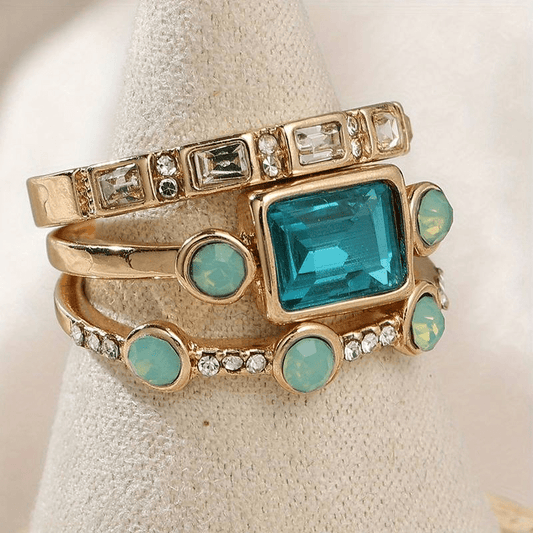 Remilda | Women's Retro Blue Crystal Ring
